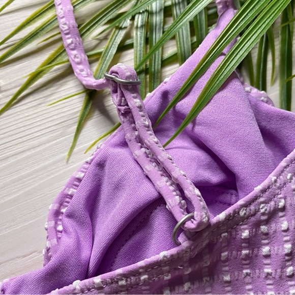 Billabong 💜 Check Print Lilac Textured Underwire Bralette Bikini Top - Picture 11 of 14